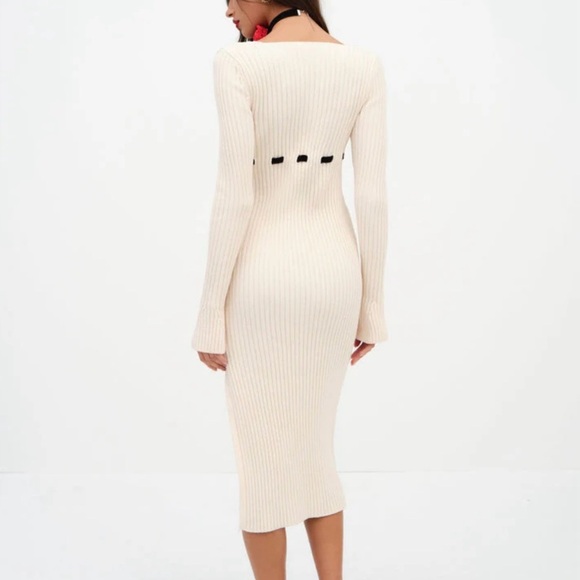 For Love And Lemons Cream Bodycon Sweater Dress with Slit | XS | NWOT - Picture 3 of 14